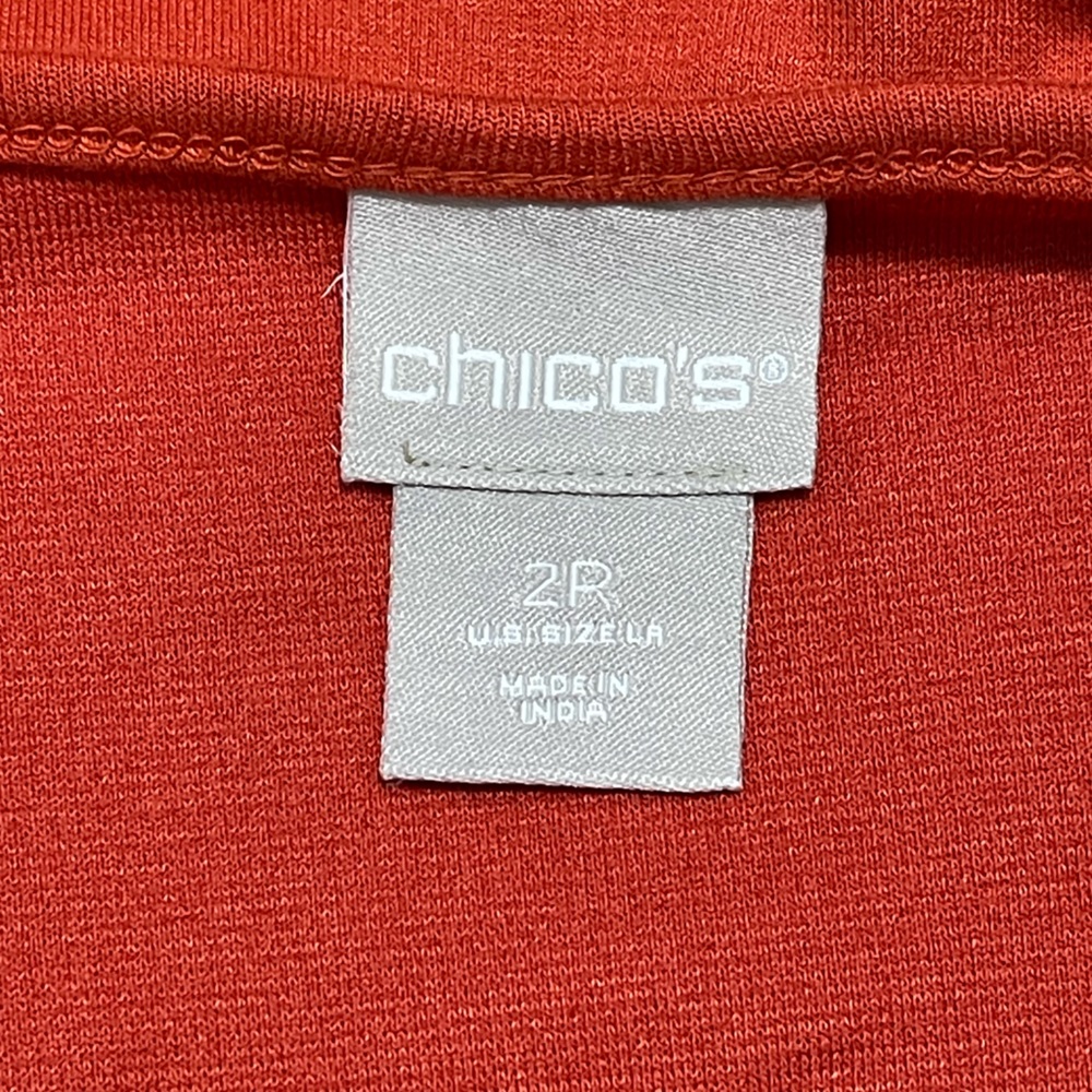 NWTS CHICO'S WOMEN'S
EMBELLISHED TOP SIZE 2 PETITE BURNT ORANGE 3/4 SLEEVES - Picture 7 of 8